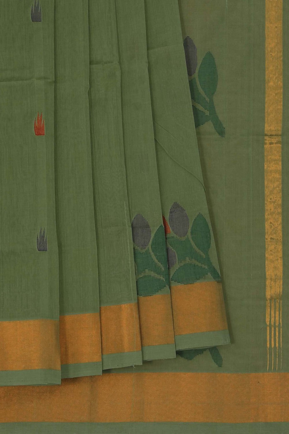Image of Uppada Cotton Green Saree